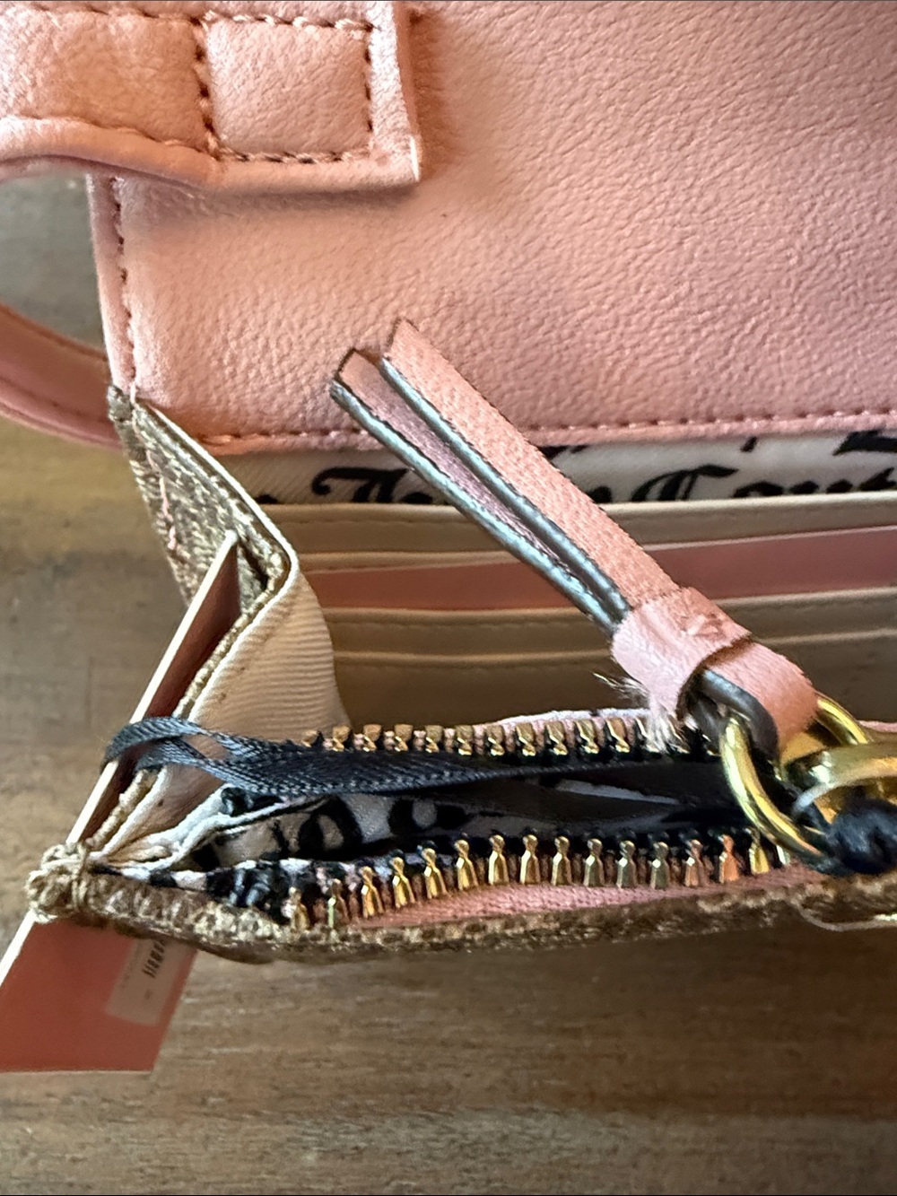 NWT - Juicy Couture Pink & Brown Monogram Crossbody Wallet - Picture 11 of 12